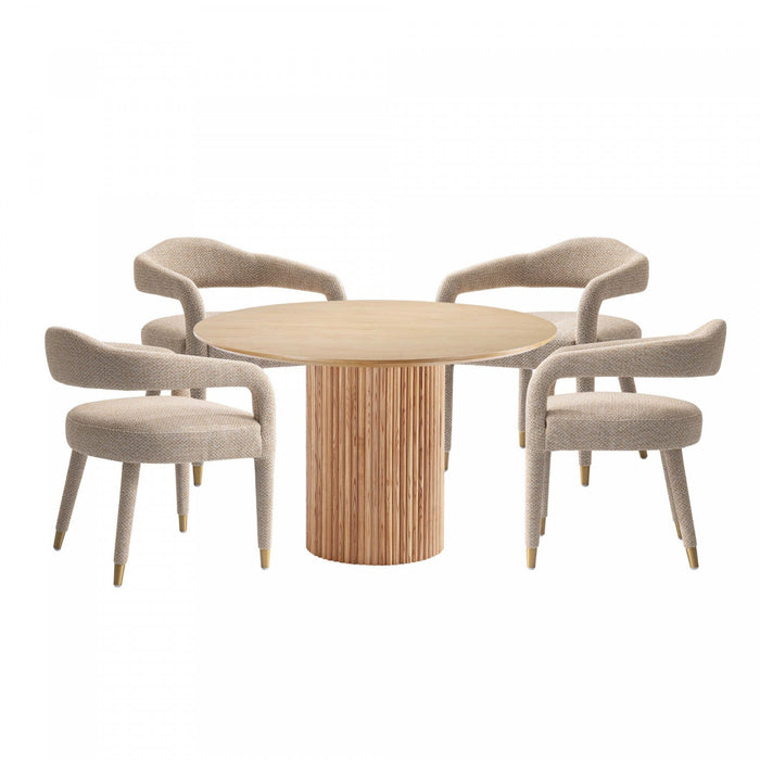 Aspen and Hathaway Modern Industry Chic 5-Piece Dining Set in Silver Lining and Natural 