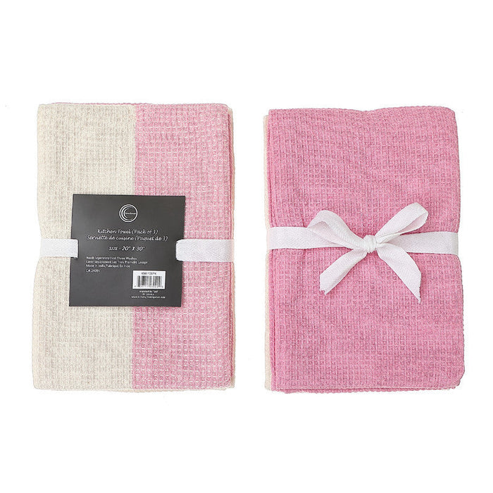 3 Pack Dual Waffle Kitchen Towel Set Blush Kitchen Linen