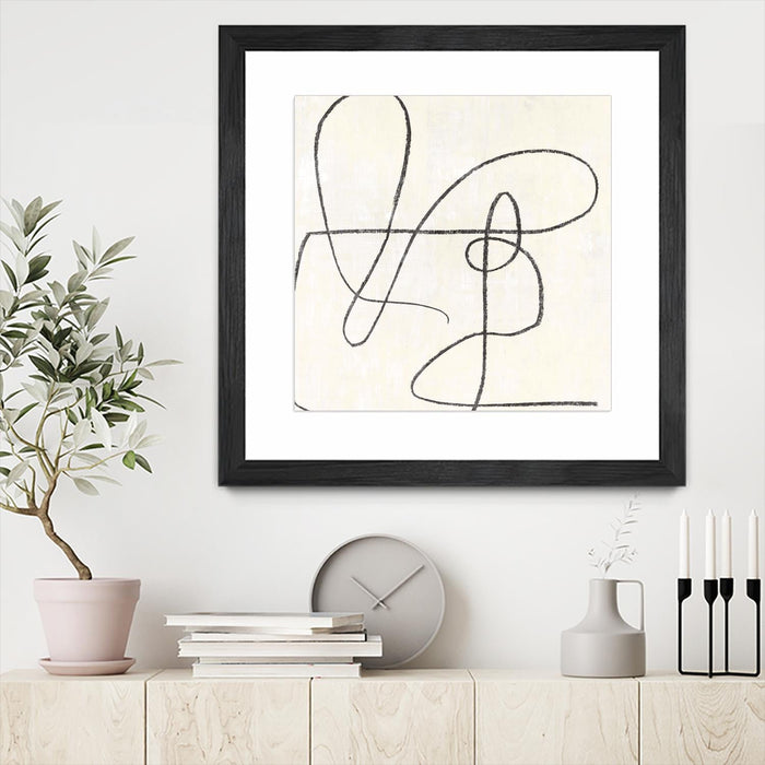 \"Juxtaposing\" Matted and Framed Black 30x30 Wall Art