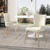 Luna Velvet Dining Chairs with Tufted Upholstered and Gold Metal Legs Set of 2, Beige  