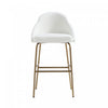 Gracie Modern Metal Upholstered Barstool in White and Gold Bar Stool 