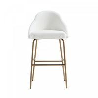 Gracie Modern Metal Upholstered Barstool in White and Gold Bar Stool 