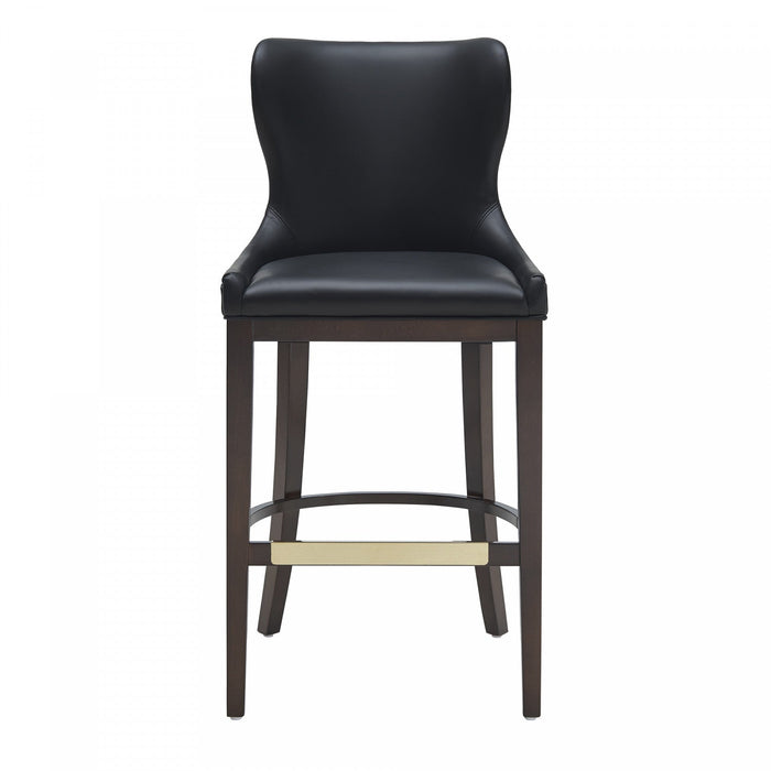 Blair Modern Wood Upholstered Barstool in Black 