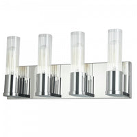 Dainolite Tube 4 Light Vanity Light Polished Chrome Clear Fluted Glass Lamp