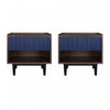 Duane Mid-Century Modern 20\" Fluted Nightstand in Navy Blue (1-Drawer) - Set of 2 