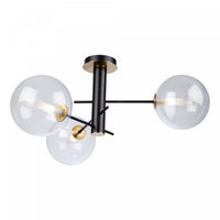 Aurelia Matte Black & Brass 3-Light Semi-Flush Mount