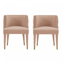 Maya Modern Velvet Dining Chair in Nude - Set of 2 