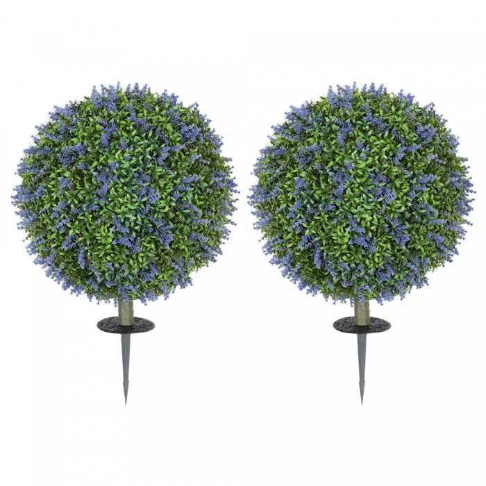 HOMCOM Artificial Plants Faux Lavender Set of 2, UV Protected Fake Plants