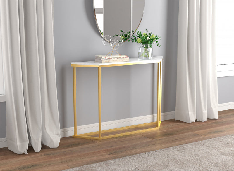 44” Modern Console Table - Marble With Gold Finish 