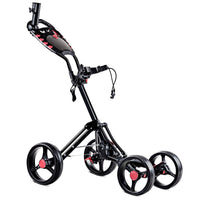 Costway 4 Wheel Golf Pull Push Cart Trolley Club Umbrella Scorecard Drink Holder