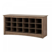 Eighteen Pair Shoe Storage Cubby Bench - Drifted Grey