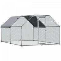Pawhut 9.2' X 12.5' Metal Chicken Coop, Galvanized Walk-in Hen House, Poultry Cage Outdoor Backyard