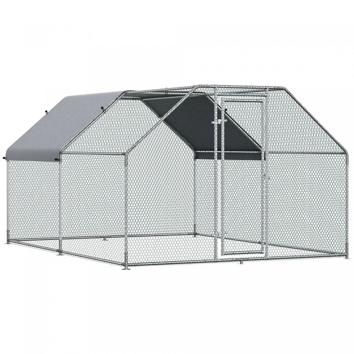Pawhut 9.2' X 12.5' Metal Chicken Coop, Galvanized Walk-in Hen House, Poultry Cage Outdoor Backyard 