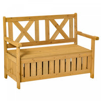 Outsunny 2-seater Wooden Outdoor Bench With 29 Gal Storage Box, Yellow