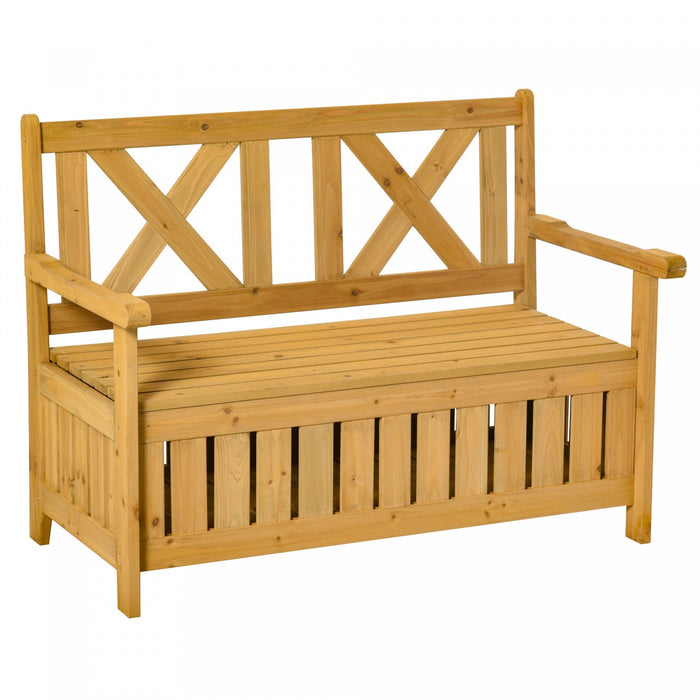 Outsunny 2-seater Wooden Outdoor Bench With 29 Gal Storage Box, Yellow