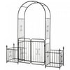 Outsunny 7.2ft Metal Garden Arbor Arch With Double Doors, 2 Side Planter Baskets, Climbing Vine Fram
