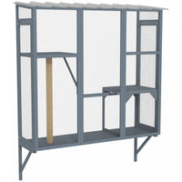 Pawhut Catio Outdoor Cat Enclosure, Cat Window Box For 2-3 Cats With 2 Jumping Platforms & Scratching Post, Expendable Secure Window Perch House For Large Indoor Cats, Grey