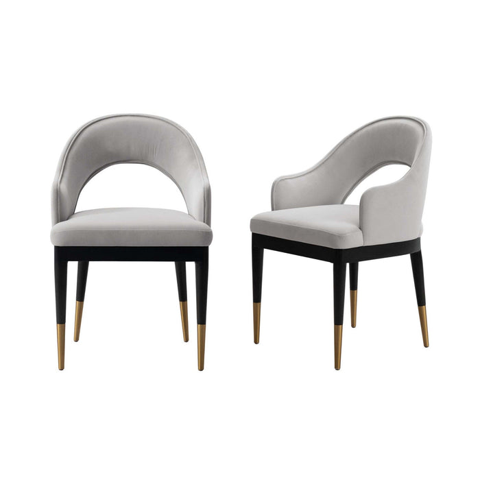 Carrington Modern Glam Upholstered Velvet Armchair in Light Gray - Set of 2 
