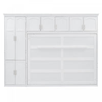 Eileen Space-saving Murphy Wall Bed With Cabinets, Queen Size - White 