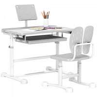 Qaba Kids Desk And Chair Set, Height Adjustable Kids Study Table And Chair Set With Tilt Desktop, La