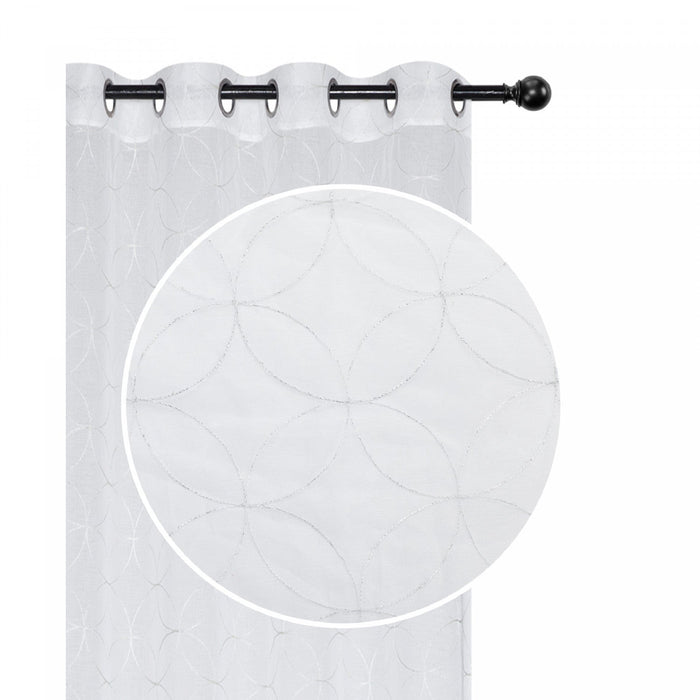 Lurex Embroidered Sheer Panel Diamond White 96\" - Set of 2