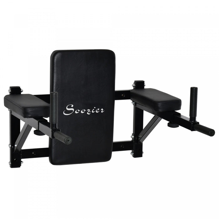 Soozier Wall Mounted Dip Station Multi-function Power Tower Set Home Gym Pull Up Bar Chin Up Exercis