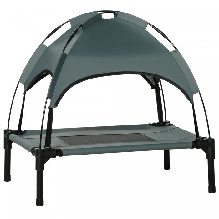 Pawhut Elevated Dog Bed With Canopy, Portable Raised Dog Cot For S Sized Dogs, Indoor & Outdoor, 25\"