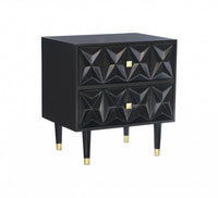 Geo 2-Drawer Textured Nightstand - Black