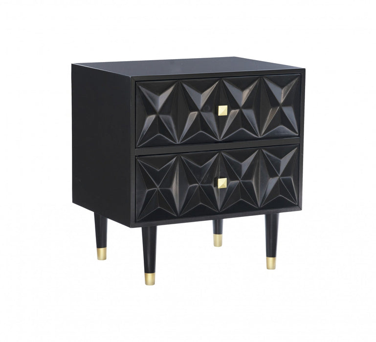 Geo 2-Drawer Textured Nightstand - Black