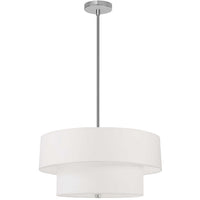 Dainolite Everly 4 Light 2 Tier Pendant Satin Chrome Finish White Shade Lamp