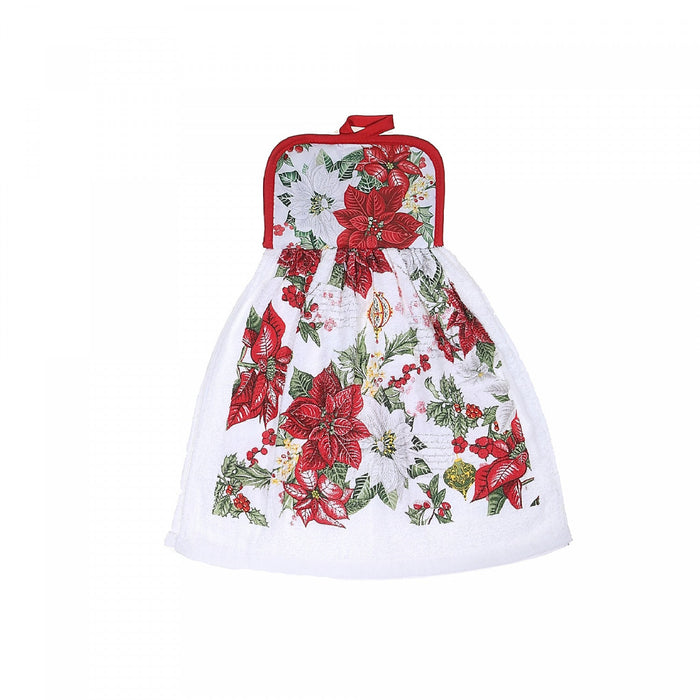 Tie Hand Towel Poinsettia Print - Set of 2