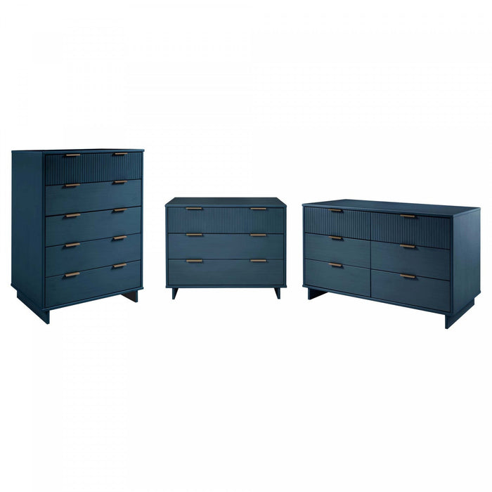 Granville Modern 3-Piece Dresser Set in Midnight Blue 