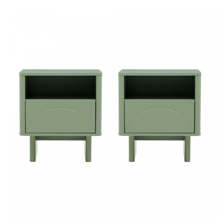 Ella Modern 20\" Nightstand in Sage Green (1-Drawer) - Set of 2 