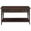 Sabina Solid Wood Console Table With 3 Drawers And Shelf - Espresso 