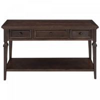 Sabina Solid Wood Console Table With 3 Drawers And Shelf - Espresso