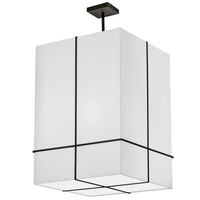 Dainolite Raquel 4 Light Incandescent Pendant Matte Black White Shade Lamp
