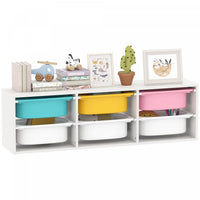 Qaba Kids Toy Storage Organizer with 6 Removable Plastic Bins, 2 Tiers Toy Box Sorting Books and Play Items, Montessori Shelf for Boys, Girls, Bedroom, Nursery, Playroom