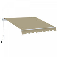 8'x7' Manual Retractable Sun Shade Patio Awning Canopy Shelter, Khaki