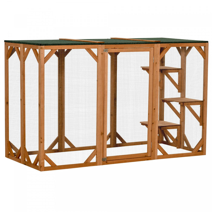 Pawhut Cat Cage Indoor Catio Outdoor Cat Enclosure Pet House Small Animal Hutch For Rabbit, Kitten, 