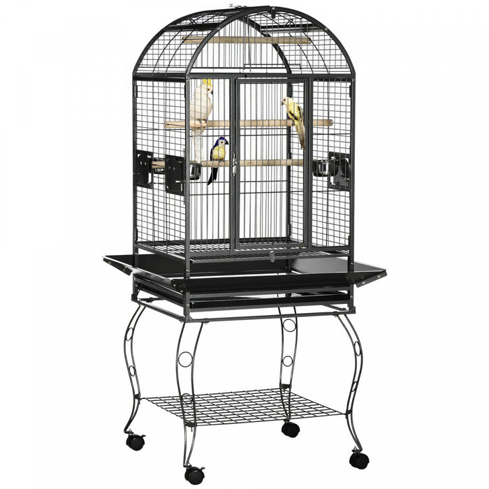 Pawhut 66\" Bird Cage Parrot Cage For Conures, Cockatiels, Parrotlet With Play Top, Rolling Stand, Pu