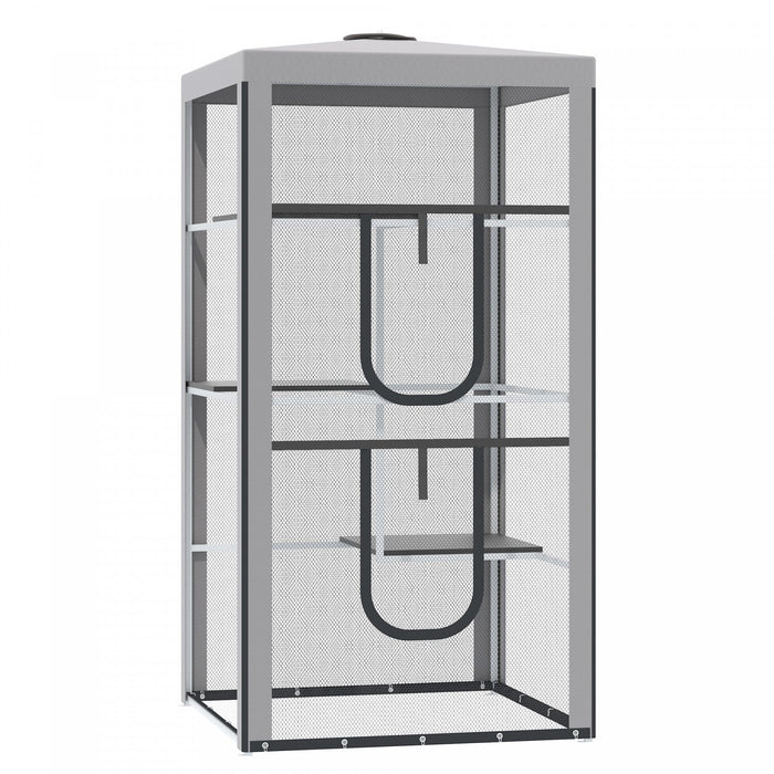 Pawhut Large Catio Outdoor Cat Enclosure Cat House Indoor Kitten Cage Pet Kennel With 3 Platforms, Z