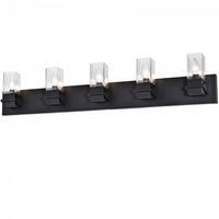 Dainolite Veronica 5 Light Vanity Light Matte Black Clear Glass Lamp