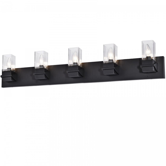 Dainolite Veronica 5 Light Vanity Light Matte Black Clear Glass Lamp