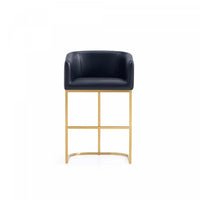 Louvre Mid-Century Modern Metal Upholstered Counter Stool in Black Bar Stool
