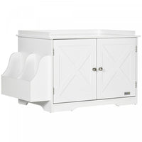 Pawhut Hidden Litter Box Enclosure Cat Furniture With Storage, Adjustable Divider, Indoor Pet House