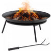 Outsunny Fire Pit, Portable Firepit With Poker, Black