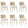 Oliver Modern Dining Chairs with PU Upholstered and PE Rattan Backrest Set of 6,Beige  
