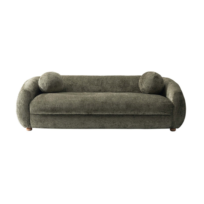 Tribeca Mid-Century Modern 86\" Chenille Sofa in Olive Green 