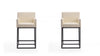 Ambassador Mid-Century Modern Metal Upholstered Counter Stool in Cream - Set of 2 Bar Stool 