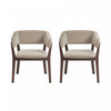 Blake Modern Faux Mohair Wood Armchair in Natural - Set of 2 Dining Chair 